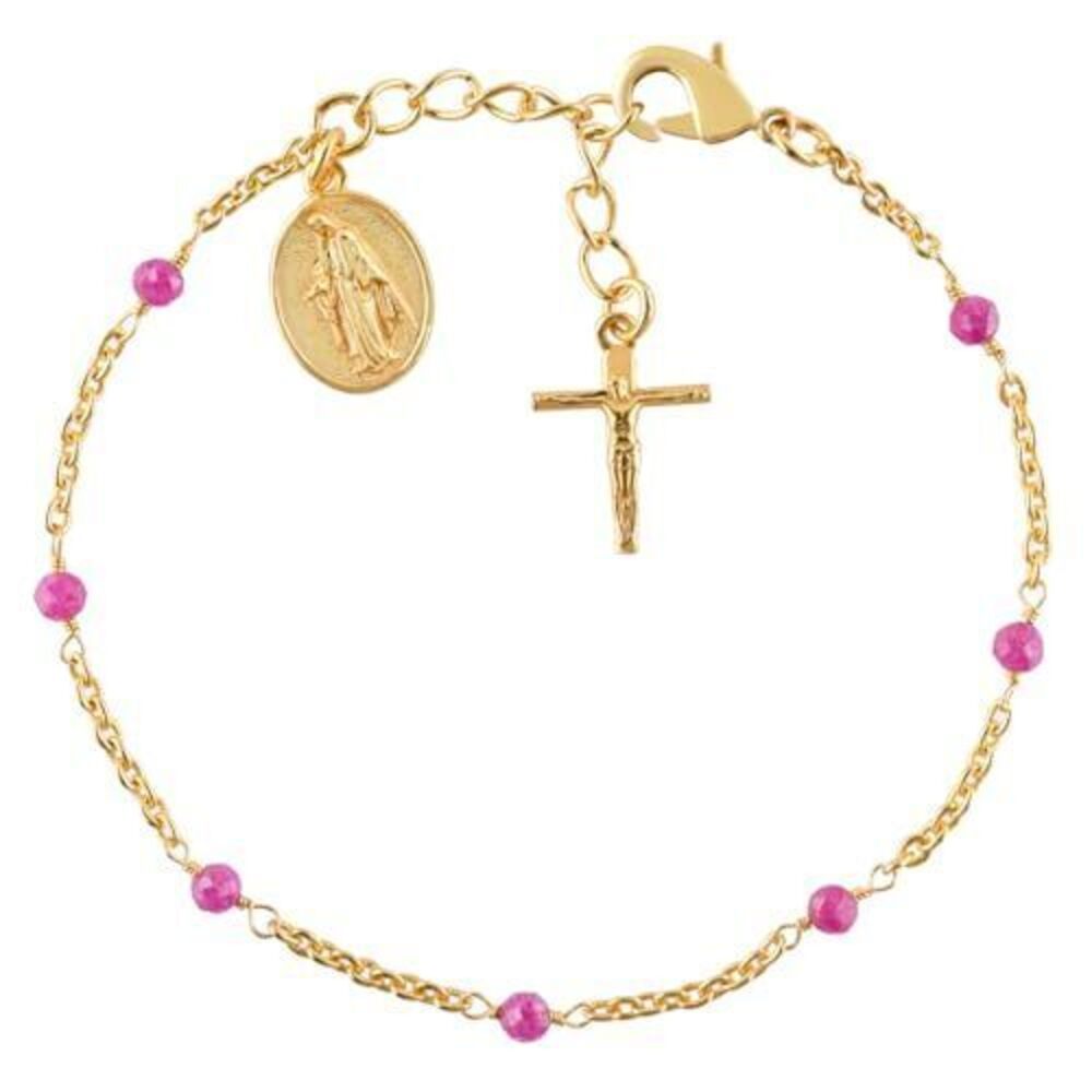 4365 Ruby Bracelets July Birthstone Jewelry Micro Pink Beads Crystals